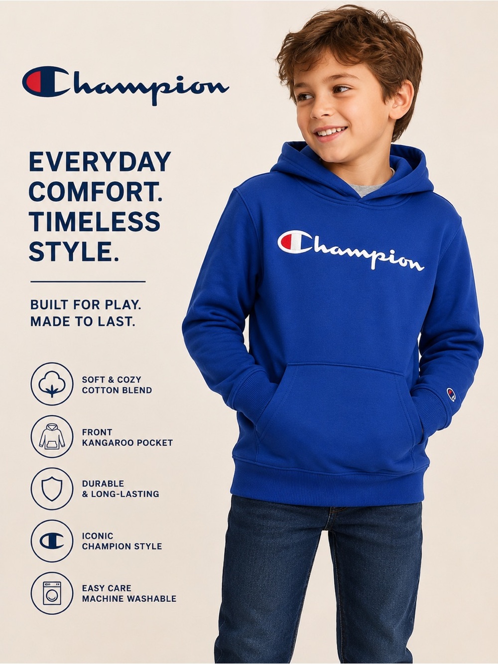 Champion Royal Blue Logo Pullover Hoodie